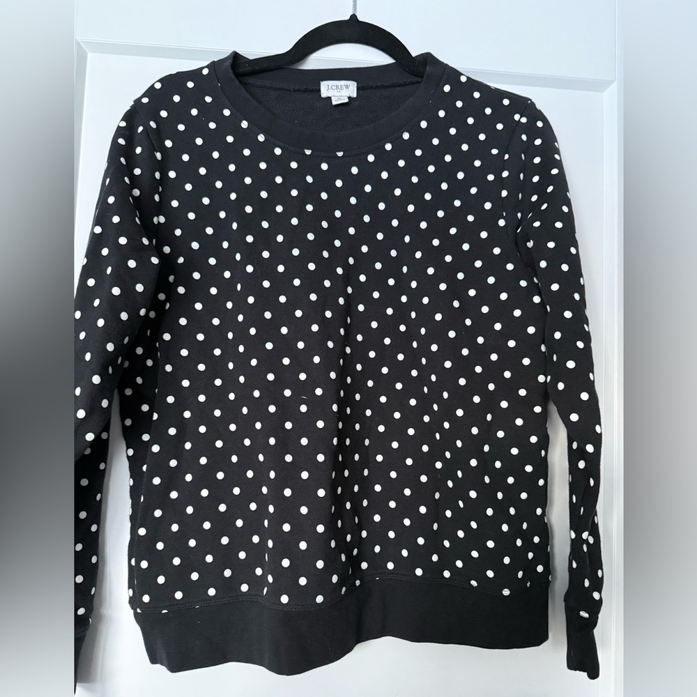 J. Crew Factory Black and White Polka Dot Sweatshirt, medium